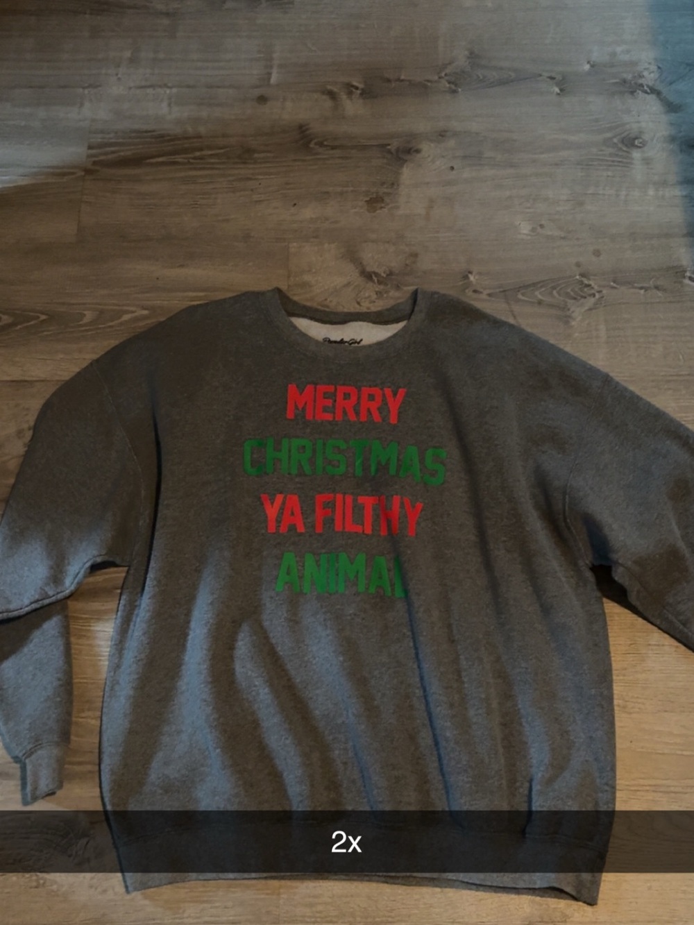 Rue21 Gray Christmas Graphic Sweater - Red & Green Text
